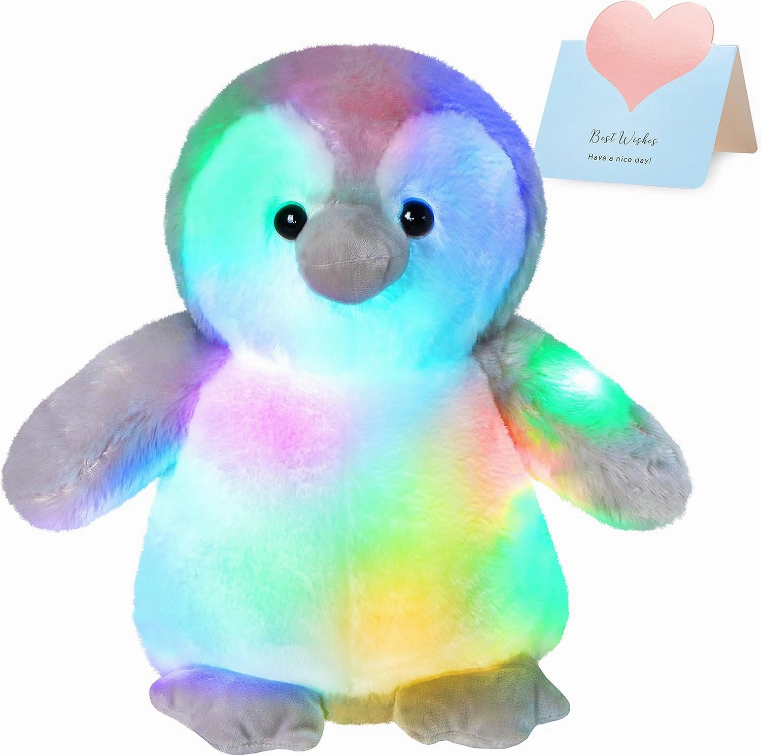 Houwsbaby 12'' LED Light Up Penguin Stuffed Animal Plush Toy for Kids Night Light Glowing and Huggable Soft Plush Toy Present for Kids Baby Boys Girls Birthday Festival Christmas