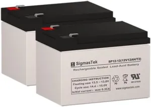 Hoveround Activa Mini Wheelchair Battery Replacement Set by SigmasTek - 2 x 12 Volt 12AH