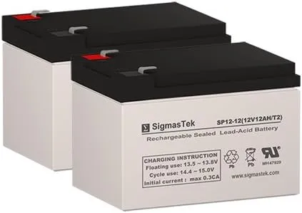Hoveround Activa Mini Wheelchair Battery Replacement Set by SigmasTek - 2 x 12 Volt 12AH