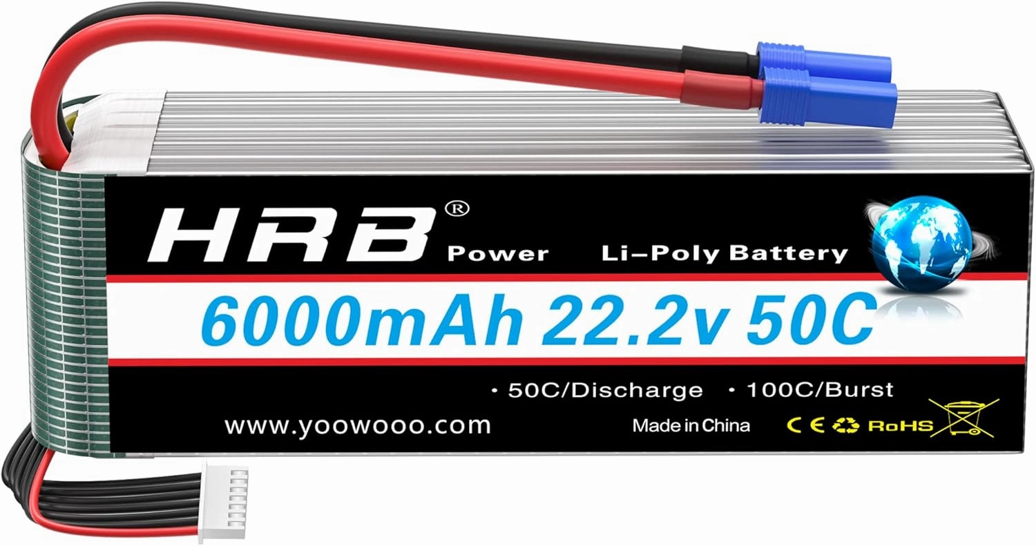 HRB 6S 6000mAh Lipo Battery with EC5 Plug 50C-100C 22.2V RC Lipo Battery for RC Quadcopter Airplane Helicopter Car Truck