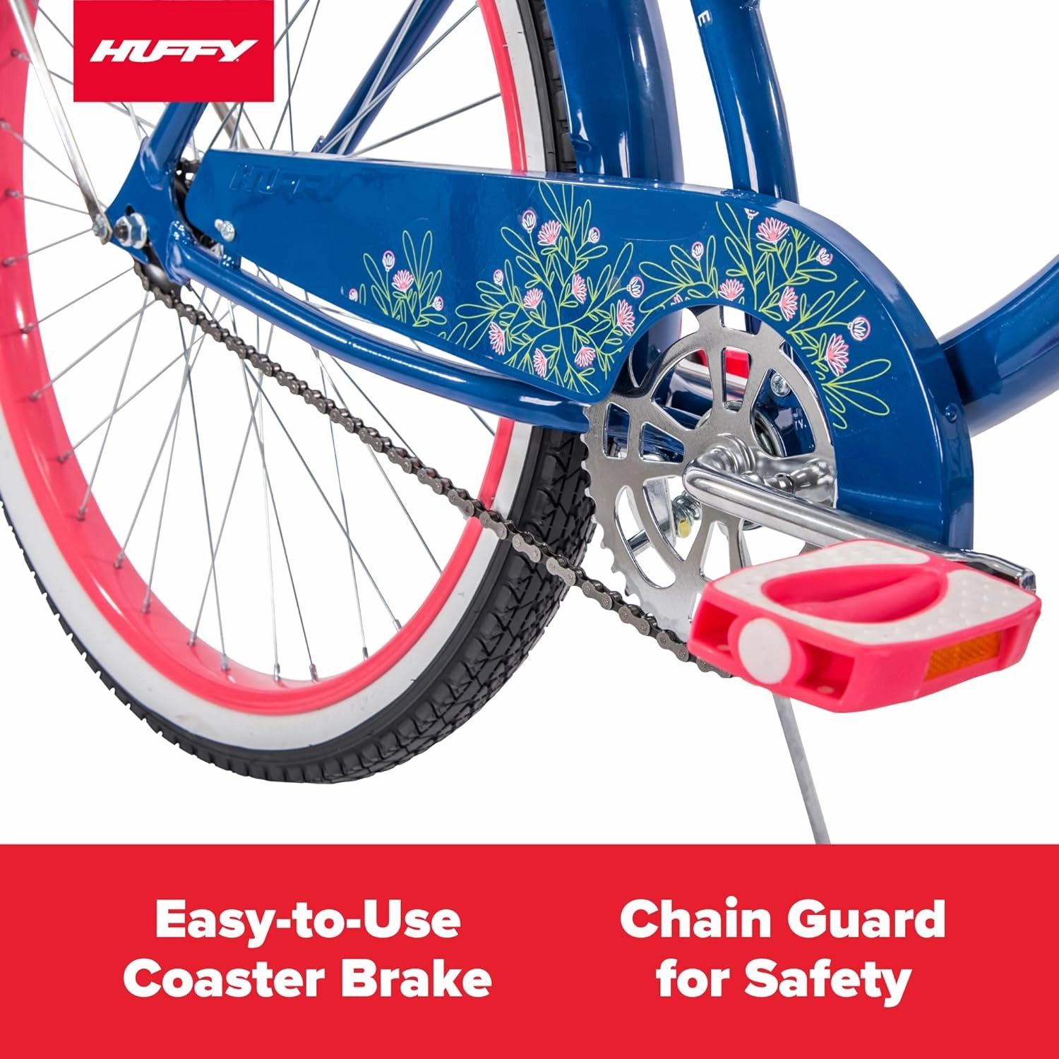 Huffy Cruiser Bike, Fairmont or Woodhaven Model, 20/24/26 Inch Sizes, Perfect for Casual Rides, Ergonomic Upright Design, Fenders Prevent Spray, Rear Rack and Basket Available, Simple Coaster Brakes