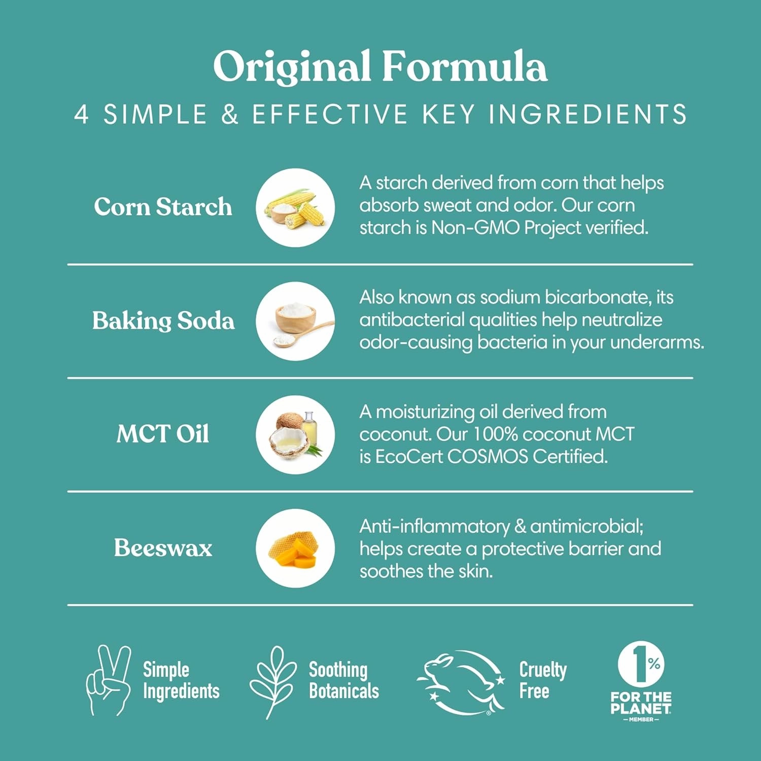 HUMBLE BRANDS Original Formula Aluminum-free Deodorant. Long Lasting Odor Control with Baking Soda and Essential Oils, Bergamot and Ginger, Pack of 3