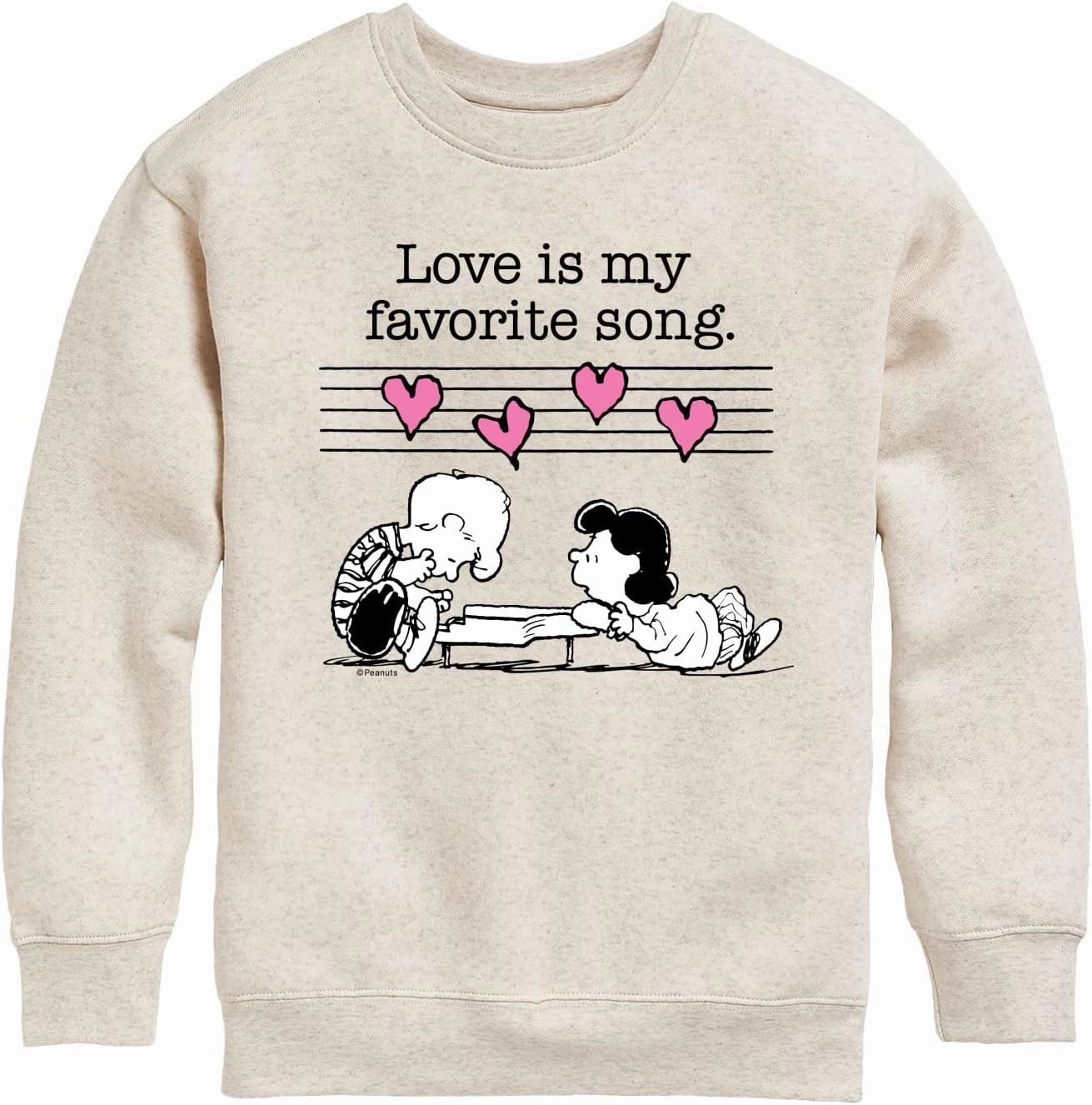 HYBRID APPAREL - Peanuts - Lucy and Schroeder Valentine's Piano - Toddler and Youth Crewneck Fleece Sweatshirt