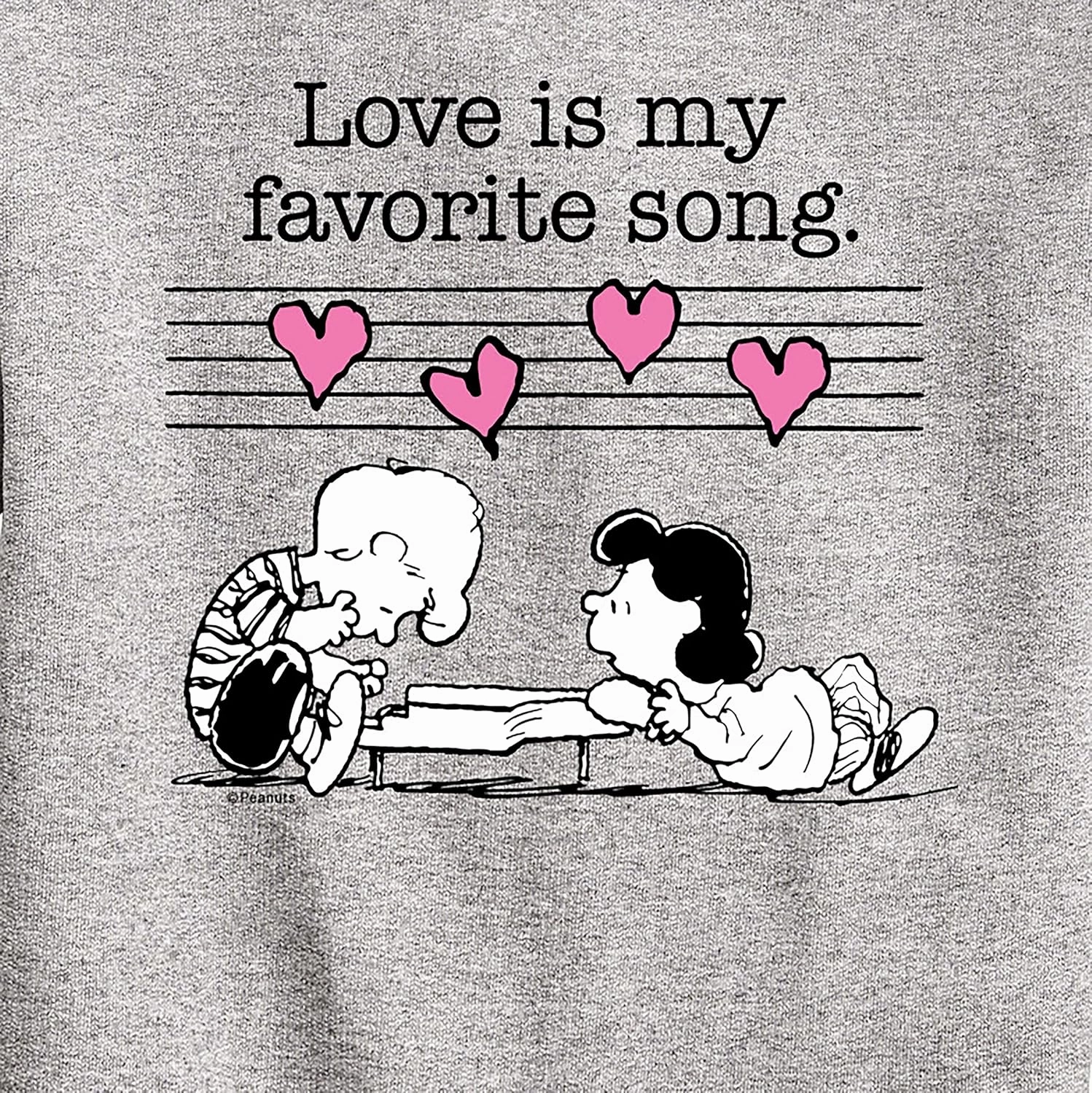 HYBRID APPAREL - Peanuts - Lucy and Schroeder Valentine's Piano - Toddler and Youth Crewneck Fleece Sweatshirt