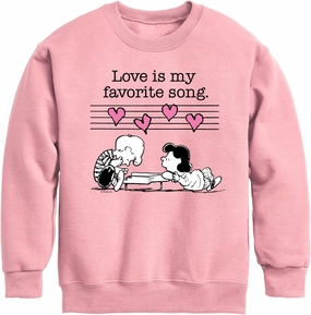 HYBRID APPAREL - Peanuts - Lucy and Schroeder Valentine's Piano - Toddler and Youth Crewneck Fleece Sweatshirt