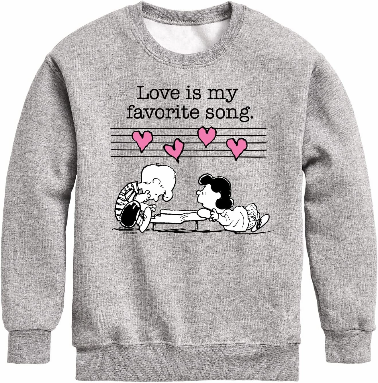 HYBRID APPAREL - Peanuts - Lucy and Schroeder Valentine's Piano - Toddler and Youth Crewneck Fleece Sweatshirt