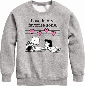 HYBRID APPAREL - Peanuts - Lucy and Schroeder Valentine's Piano - Toddler and Youth Crewneck Fleece Sweatshirt