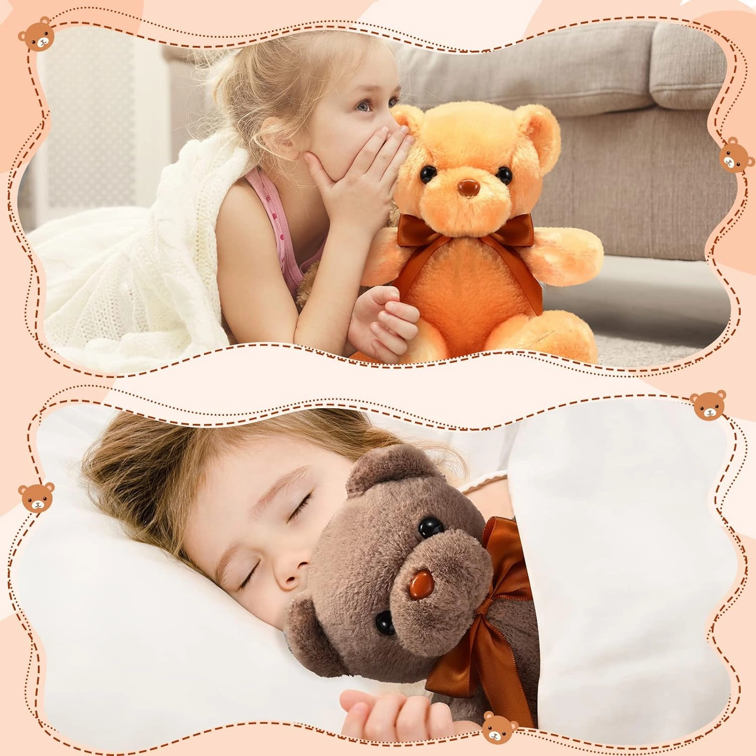 HyDren 18 Pieces Bear Stuffed Animals Bulk 12 Inches Soft Plush Bears Bulk Bears Toys for Girls Boys Graduation Birthday Wedding Baby Shower Party Favor(Cute,Beige, Light Brown, Brown)
