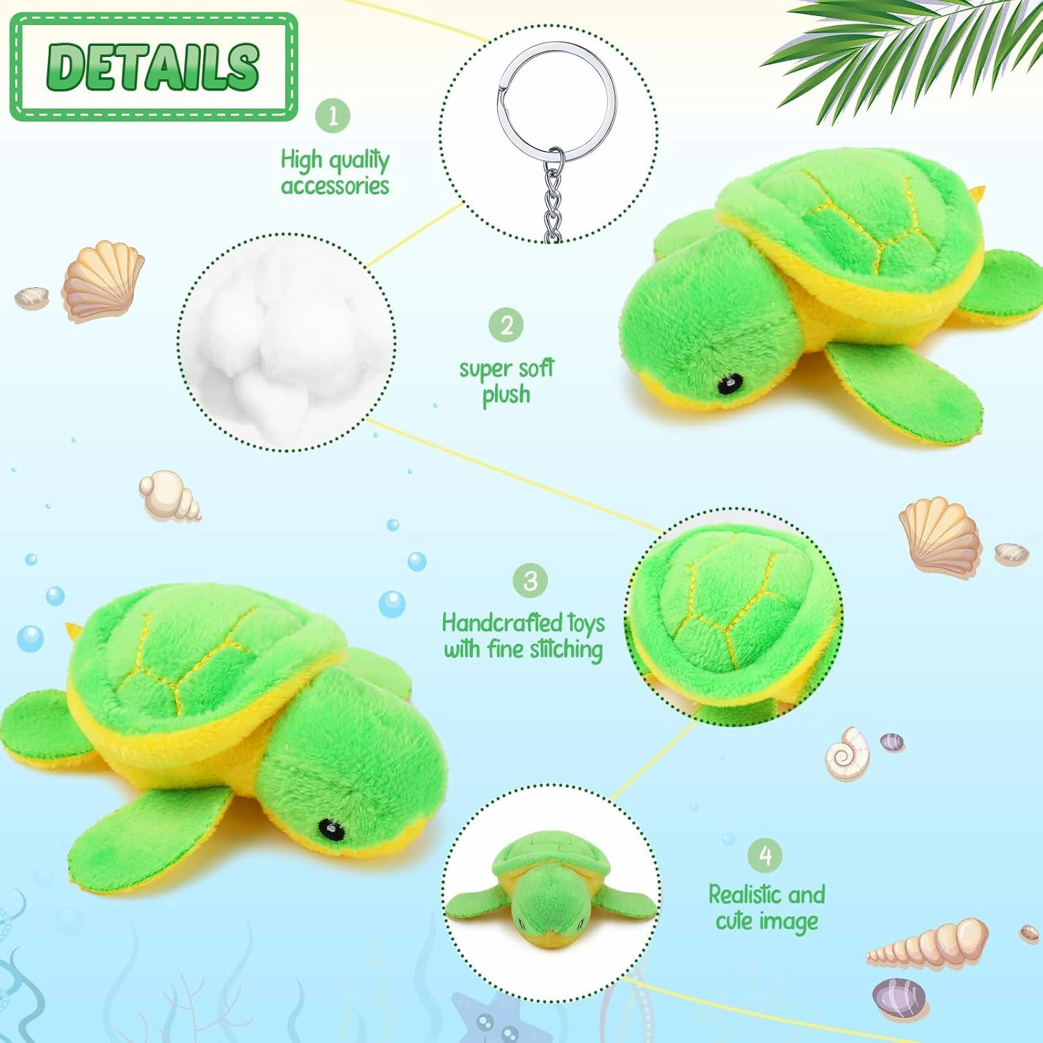 HyDren 24 Pcs Small Turtle Stuffed Toy Soft Sea Turtle Animal Plush Toys Adorable Stuffed Animal Plush Party Decoration for Birthday Beach Ocean Party(Cute Style)