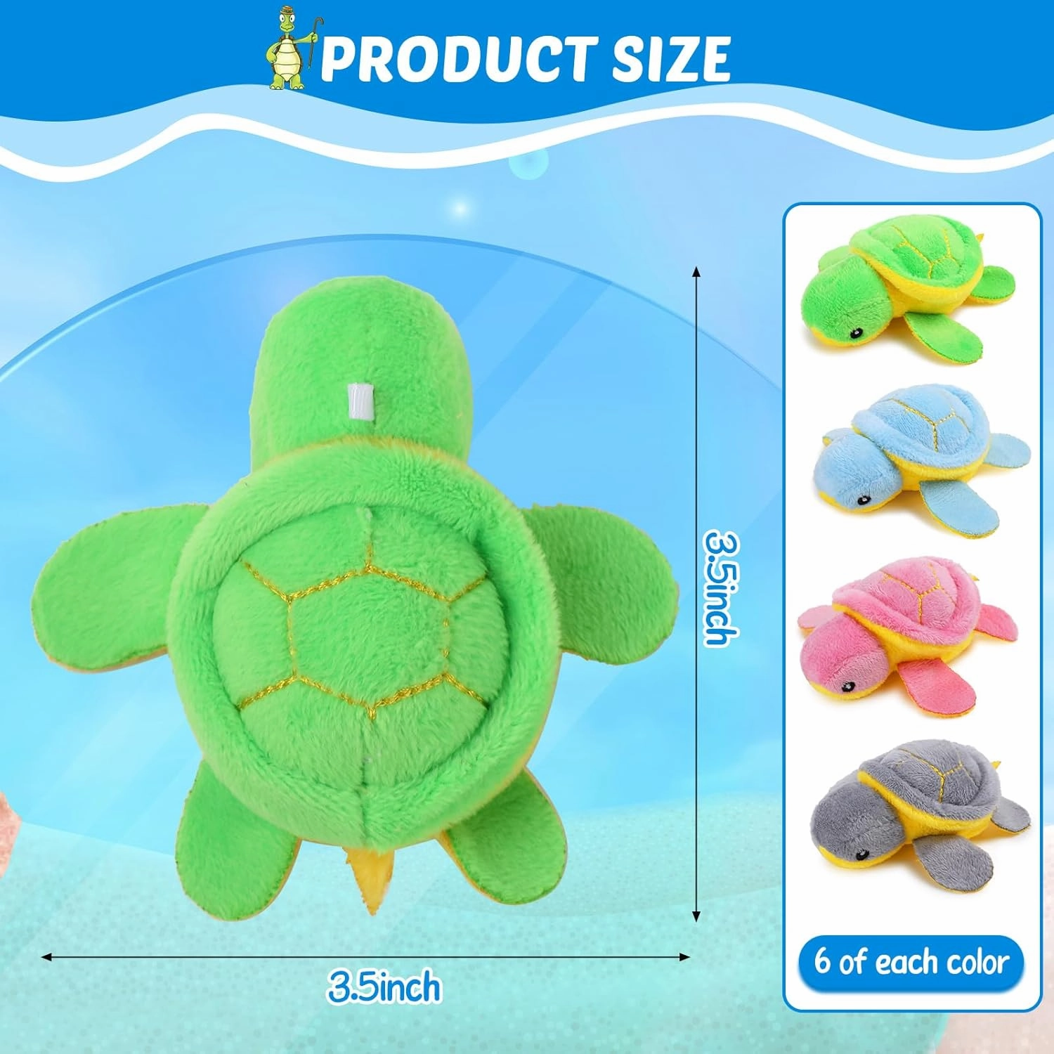 HyDren 24 Pcs Small Turtle Stuffed Toy Soft Sea Turtle Animal Plush Toys Adorable Stuffed Animal Plush Party Decoration for Birthday Beach Ocean Party(Cute Style)
