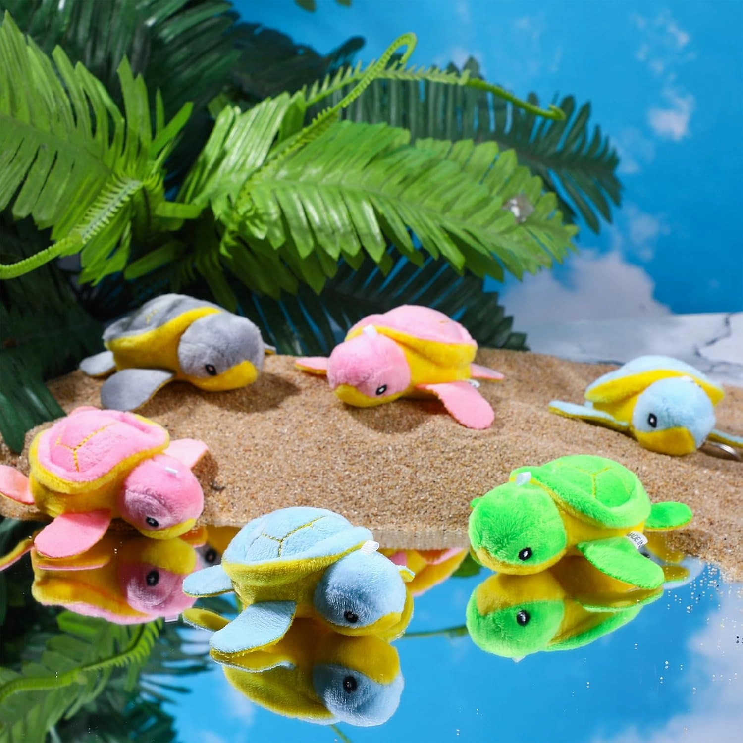HyDren 24 Pcs Small Turtle Stuffed Toy Soft Sea Turtle Animal Plush Toys Adorable Stuffed Animal Plush Party Decoration for Birthday Beach Ocean Party(Cute Style)