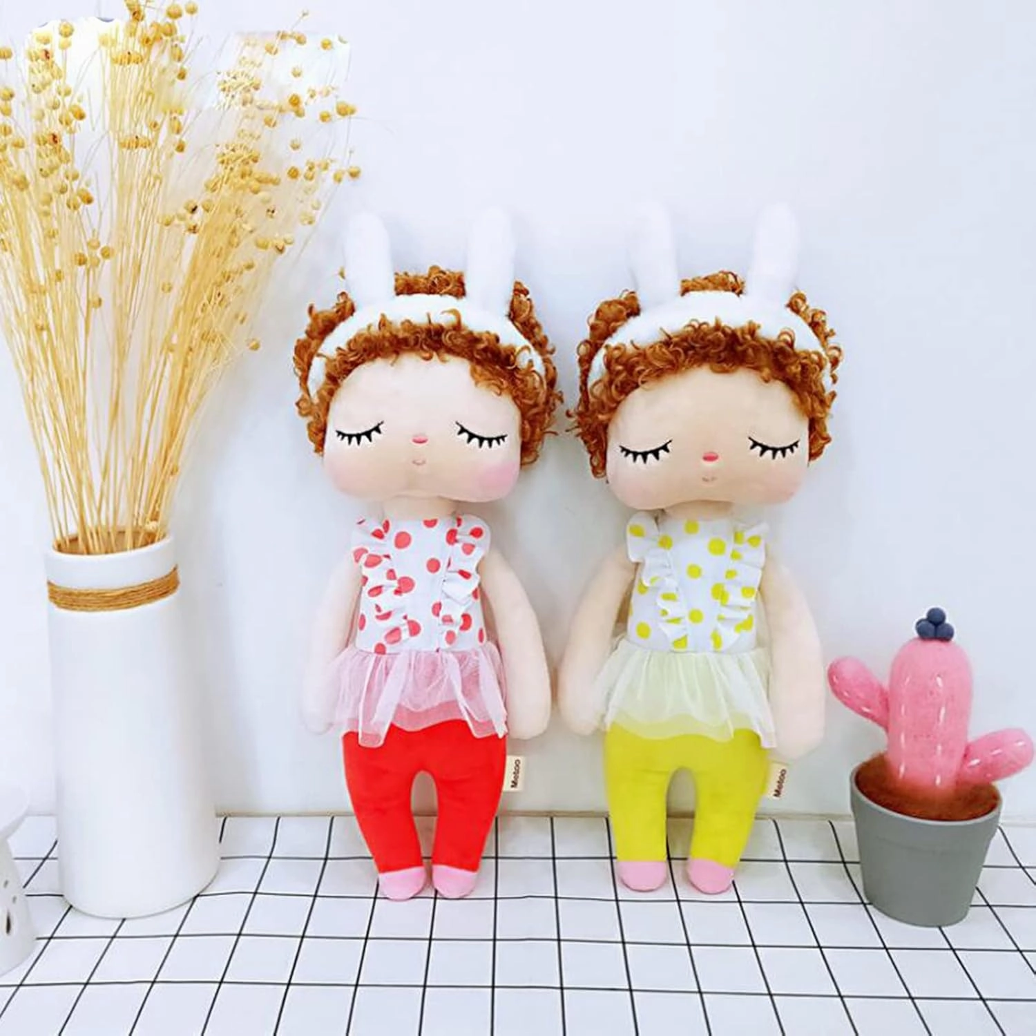 HYL World MeToo 13.7 Inch Plush Doll Plush Toy Appease Doll Gift Angela Curly Hair Fashion Girl,Yellow