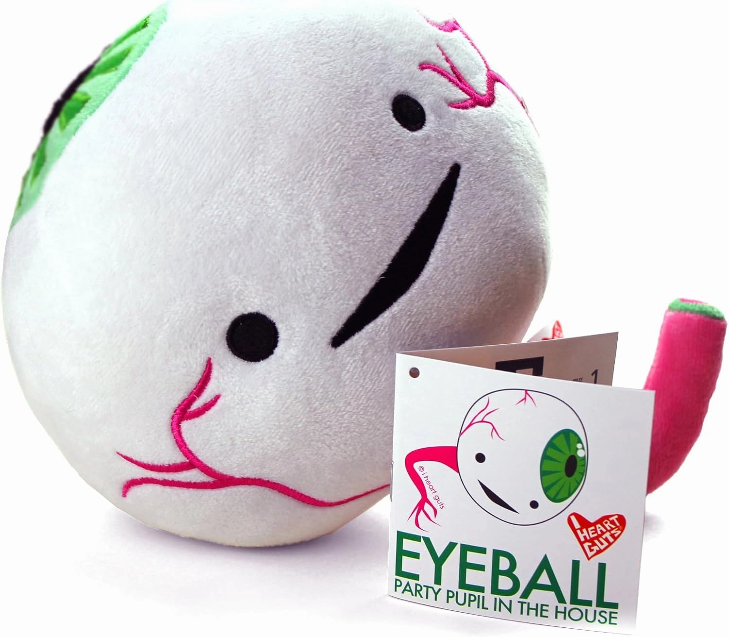 I Heart Guts Stuffed Eyeball Plush - Party Pupil in The House! - 10" Organ Stuffed Animals, Eye Doctor Gifts, Optometry Gifts, Ideal for Students, Opticians, Doctors, & Eye Surgery (Green Iris)