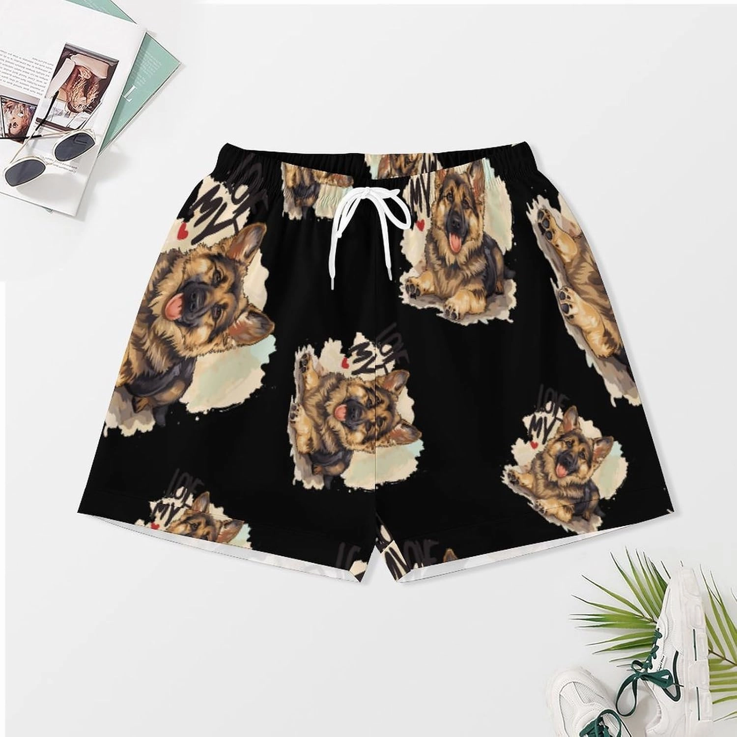 I Love My Border Collie Shepherd Dog Women's Satin Pajama Set Short Sleeve Button Down Sleepwear Loungewear Pj Set