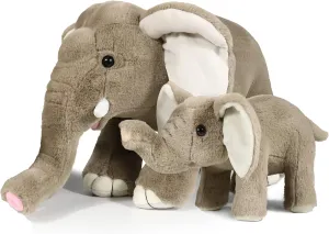 Ice King Bear Mom and Baby Stuffed Animals Set Zoo Wild Animals (Elephant)