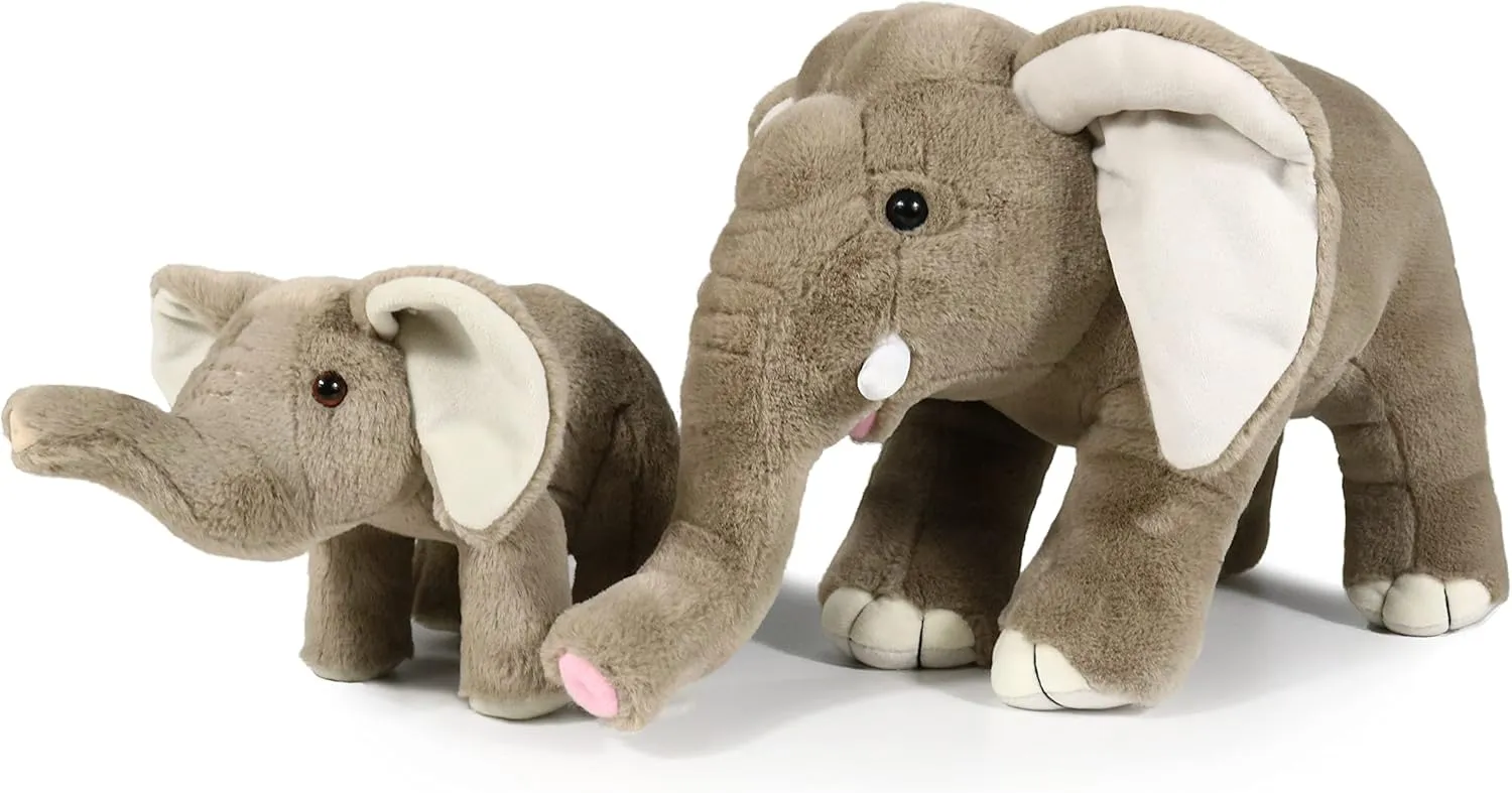 Ice King Bear Mom and Baby Stuffed Animals Set Zoo Wild Animals (Elephant)