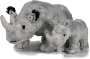 Ice King Bear Mom and Baby Stuffed Animals Set Zoo Wild Animals (Rhino)