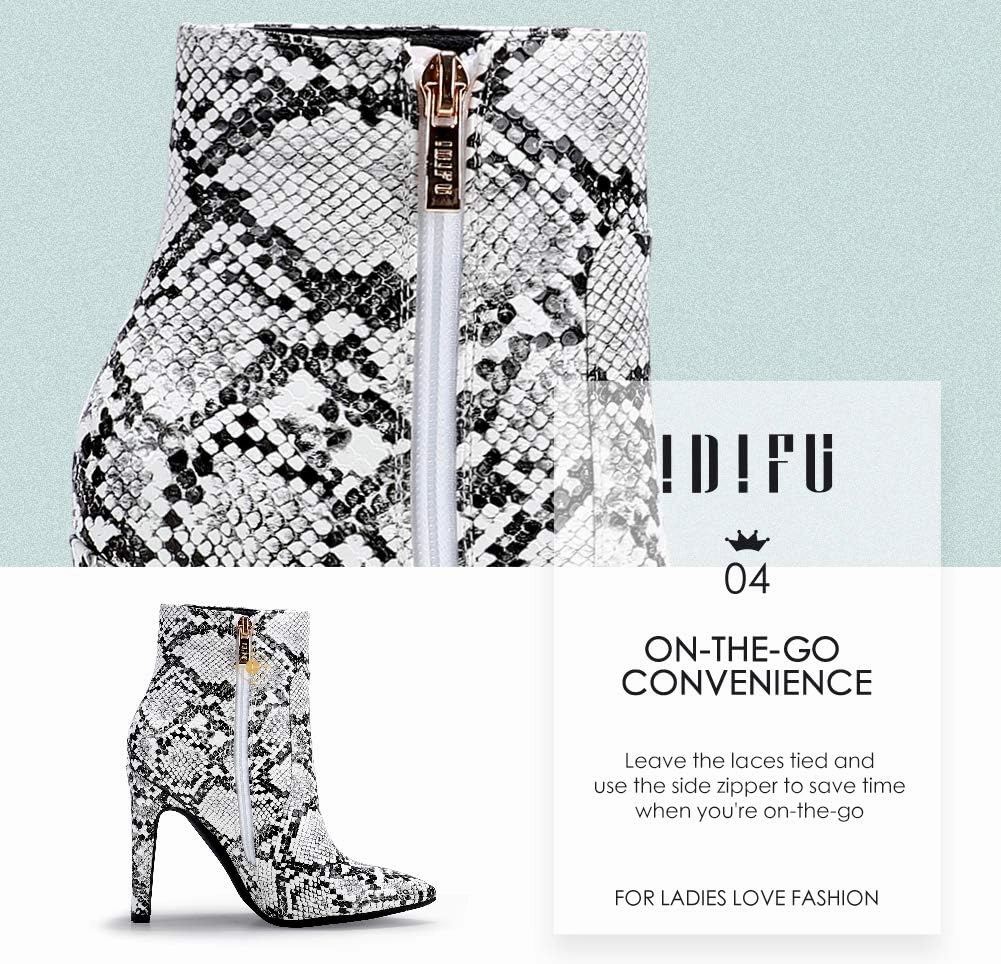 IDIFU Ankle Boots for Women High Heel Pointed Toe Boots Side Zipper Stiletto Booties