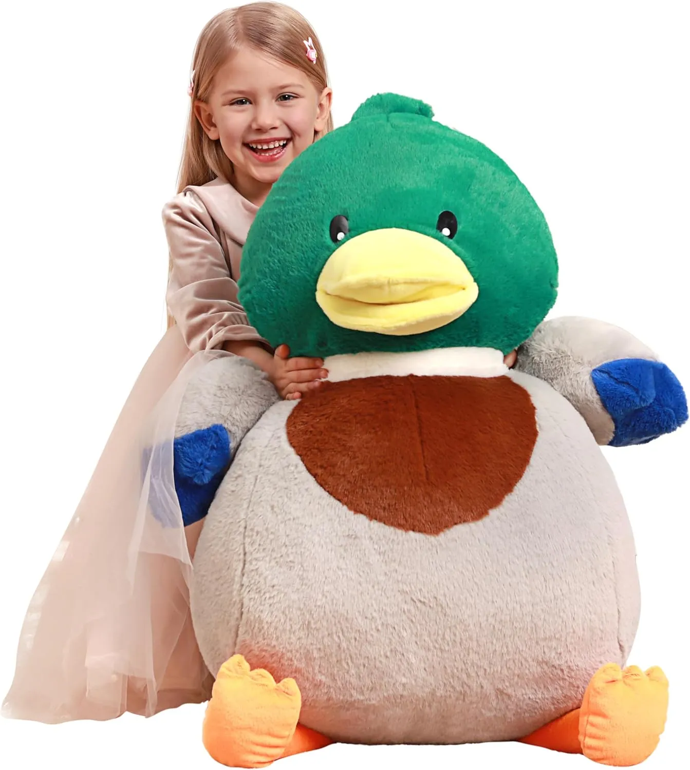 IKASA Giant Duck Stuffed Animal Plush Toy,Large Big Jumbo Soft Toys,24.5" Mallard Huge Size Cute Fluffy Fat Plushie,Gifts for Kids Girls Boys