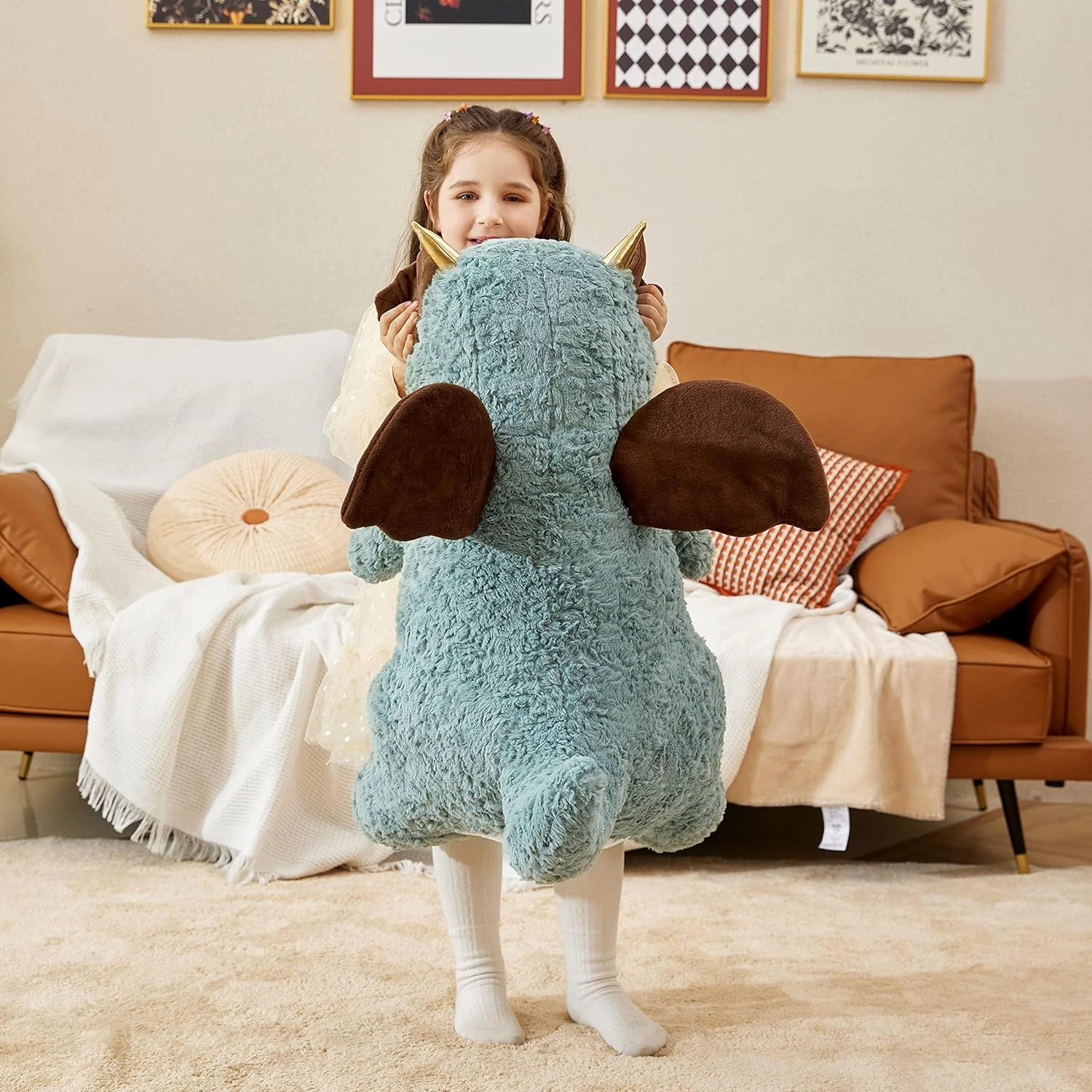 IKASA Giant Dragon Stuffed Animal Plush Toy,23" Large Winged Dinosaur Big Jumbo Soft Toys, Huge Size Cute Fluffy Plushy Fat Plushie,Gifts for Kid