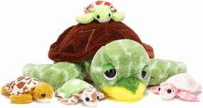 IKASA Mommy Sea Turtle Stuffed Animal,Cute 17" Mom and Baby Plush Toy, Soft Mama Family Set with Little Babies,Gifts for Kid