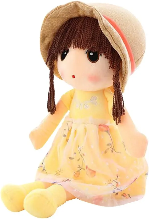 ikasus Rag Dolls for Girls,Plush Baby Doll Girl for Kids, 17.7 Sweetheart Soft Baby Doll Cloth Dolls,Plush Stuffed Toy with Hat Skirt Plush Toy Baby Girls Sleeping Partner Doll Xmas Birthday Gift