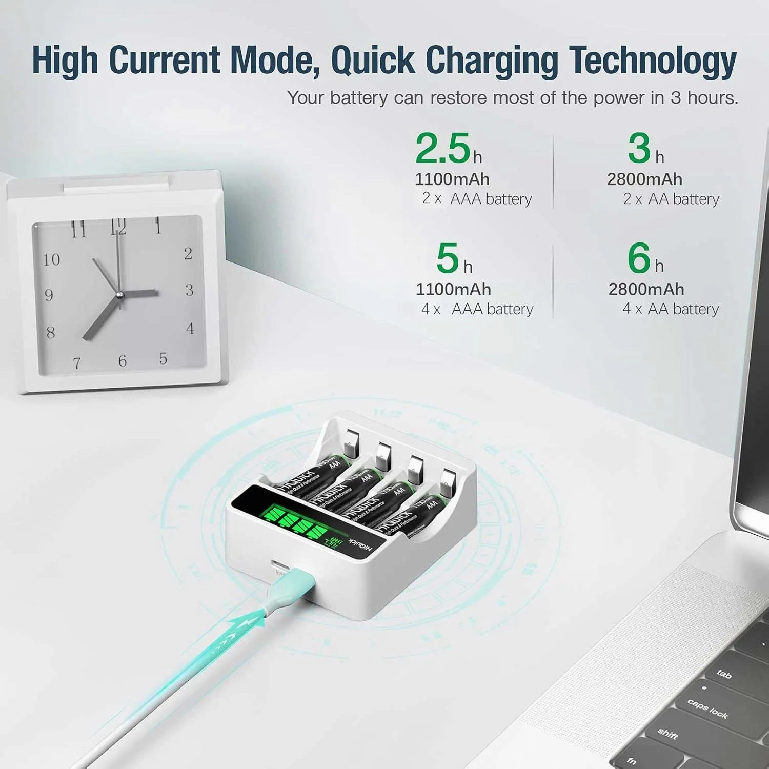 Intelligent LCD Fast Battery Charger   8 Rechargeable AA & AAA Batteries