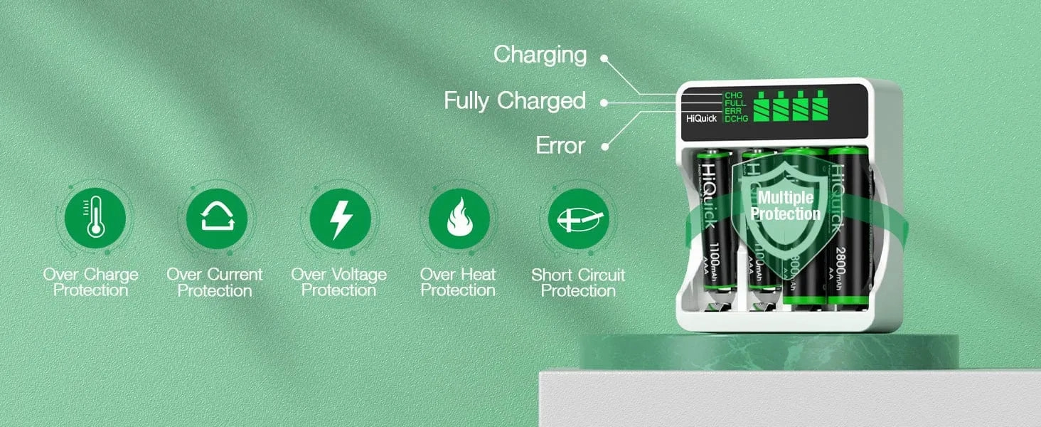 Intelligent LCD Fast Battery Charger   8 Rechargeable AA & AAA Batteries