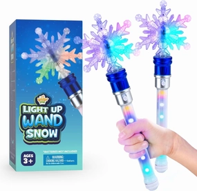 IPIDIPI TOYS Snowflake Wand - Spinning Light Up Magic Wand for Kids, Princess Fairy, Holiday Party Favors and Gifts for Girls and Toddlers, Stocking Stuffers, Pretend Play Toys - Pack of 2