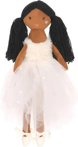 iscream Corps de Ballet Plush Allongé Ballerina with Glitter and Embroidered Accents for All Ages, Black Hair