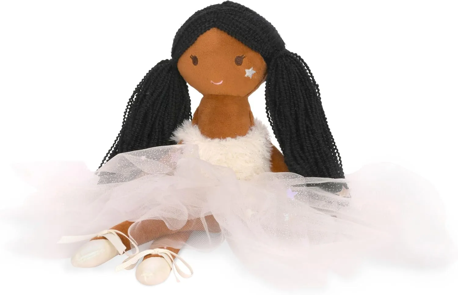 iscream Corps de Ballet Plush Allongé Ballerina with Glitter and Embroidered Accents for All Ages, Black Hair