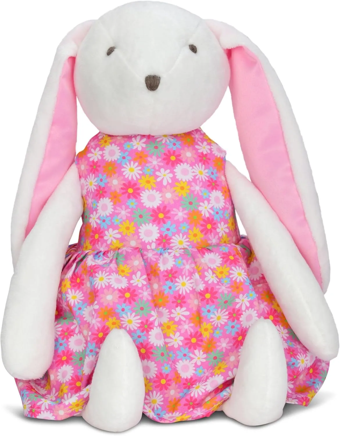 iscream Sunny Spring 12" Bunny in a Floral Dress with Embroidered Accents for All Ages