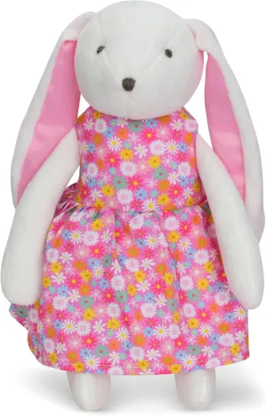iscream Sunny Spring 12" Bunny in a Floral Dress with Embroidered Accents for All Ages