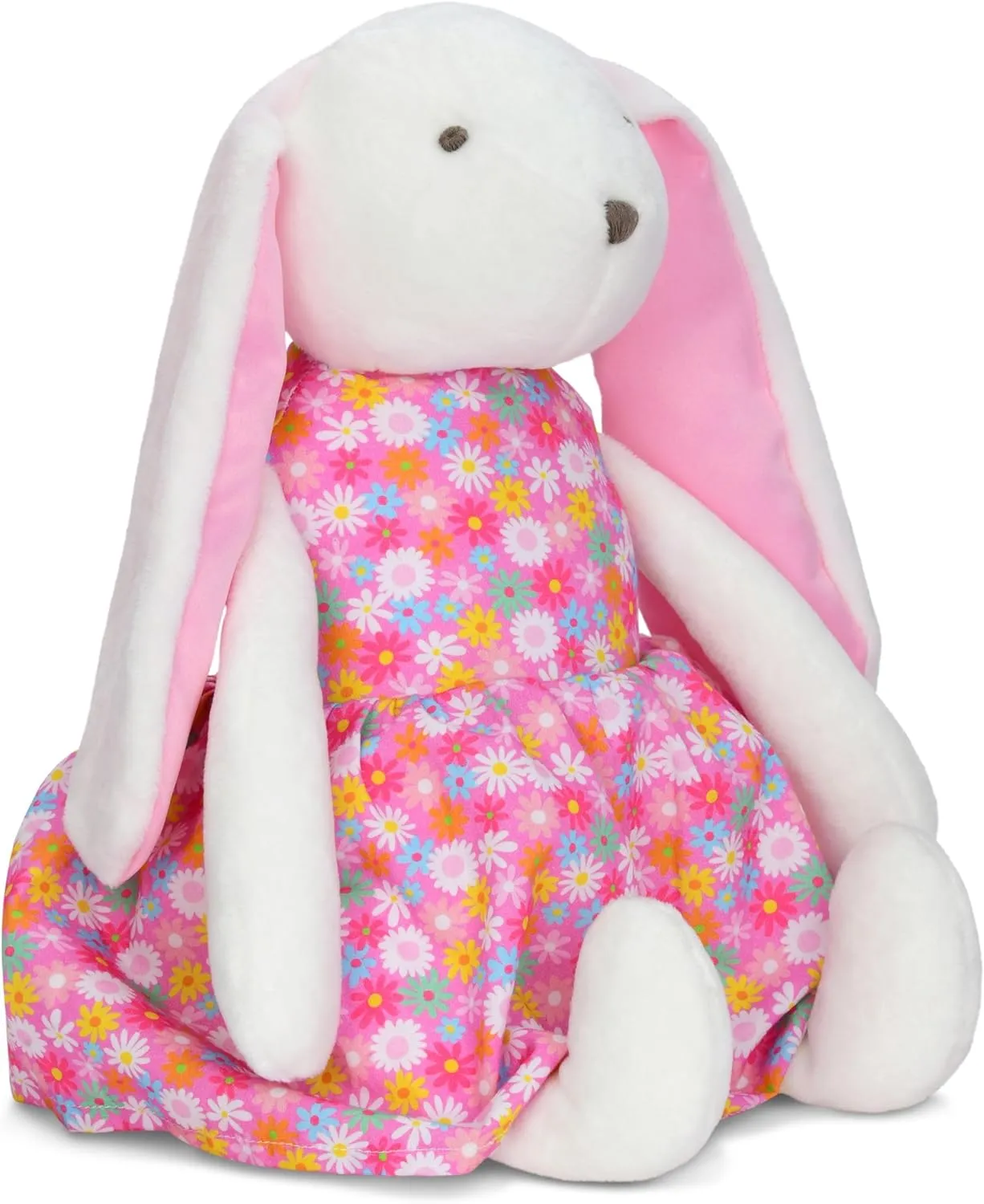 iscream Sunny Spring 12" Bunny in a Floral Dress with Embroidered Accents for All Ages
