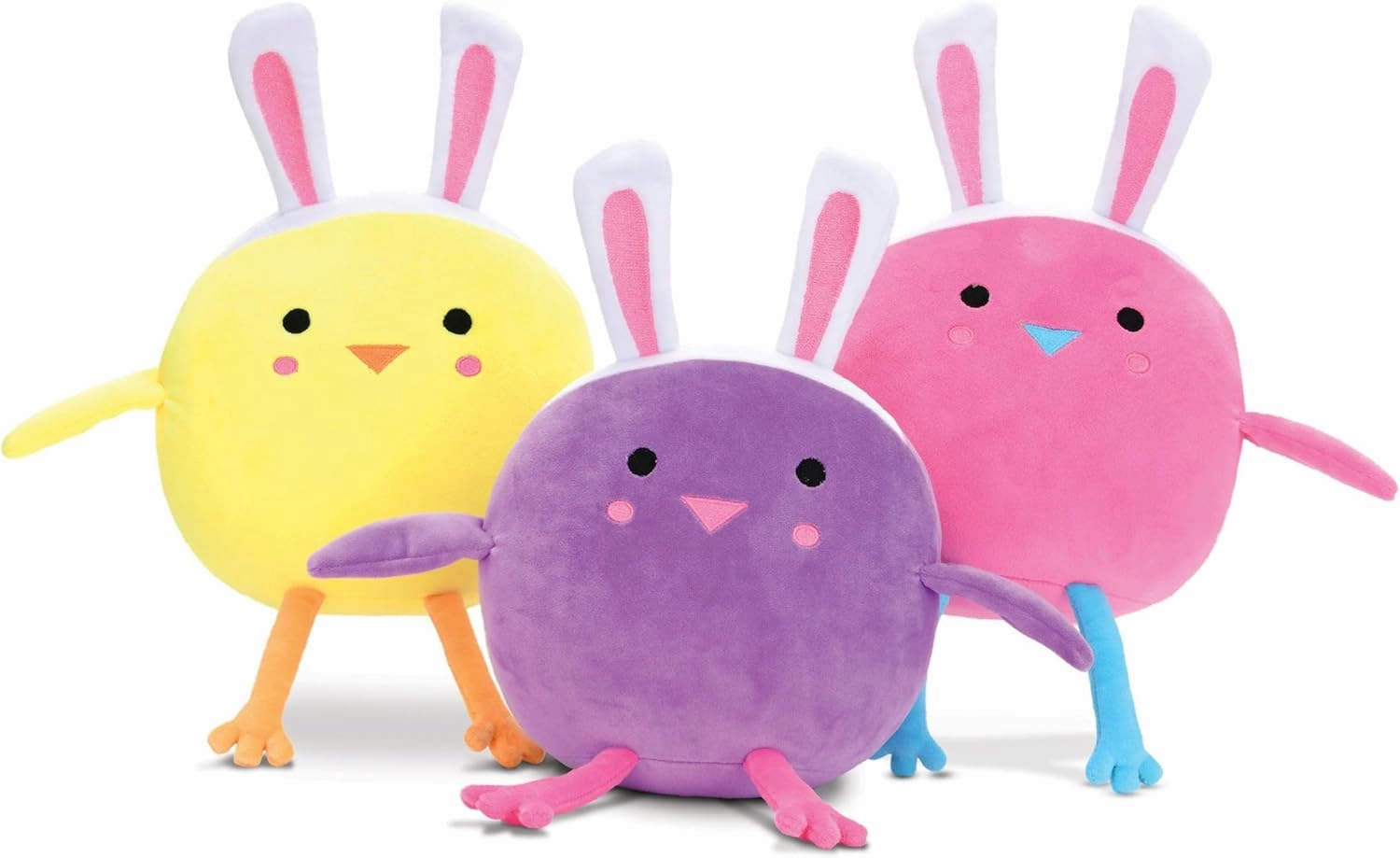 iscream Easter Joy Set of 3 10" Plush Bunny Chicks with Embroidered Accents for All Ages