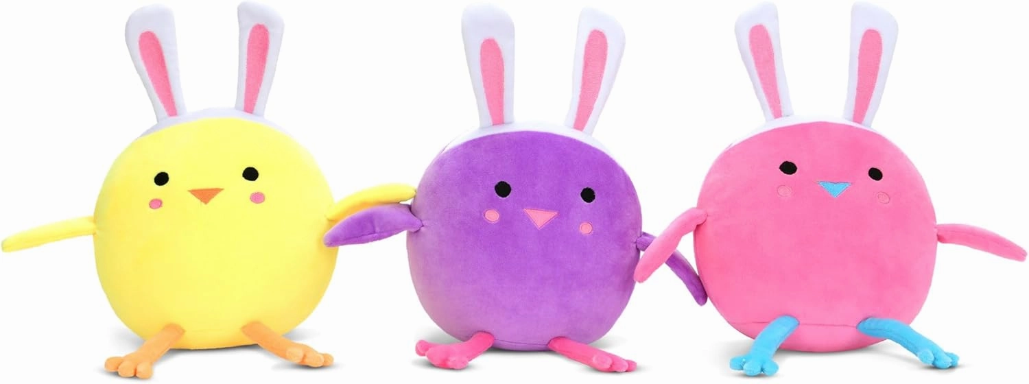 iscream Easter Joy Set of 3 10" Plush Bunny Chicks with Embroidered Accents for All Ages