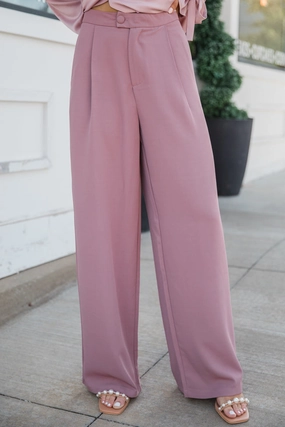 It's Your Day Mauve Wide Leg Trousers FINAL SALE