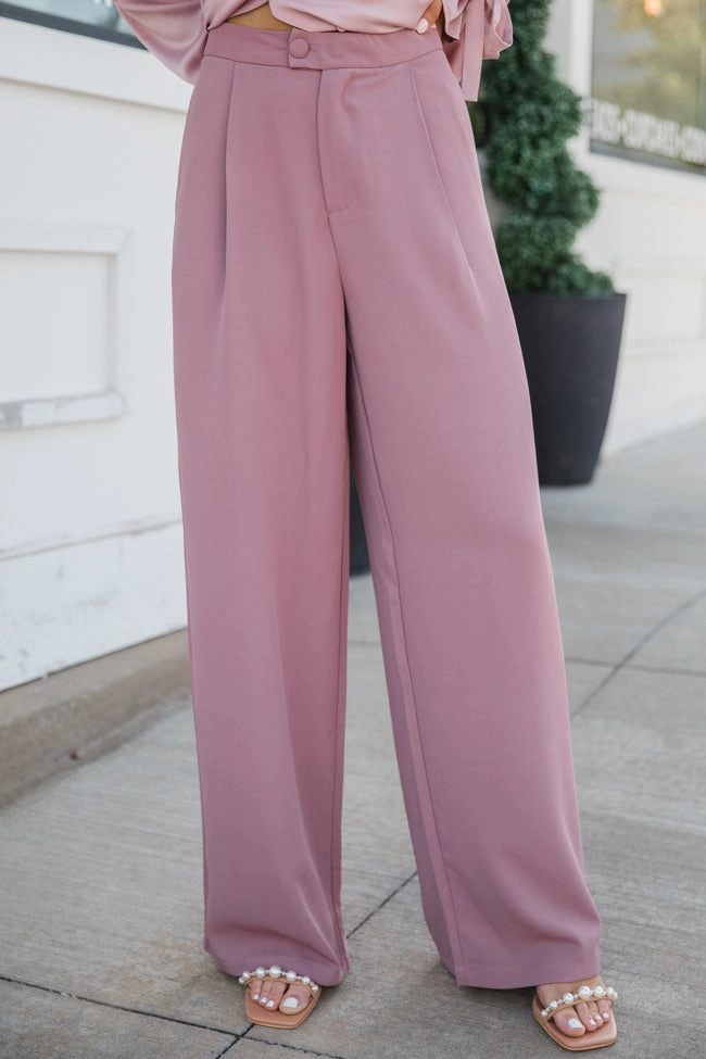 It's Your Day Mauve Wide Leg Trousers FINAL SALE