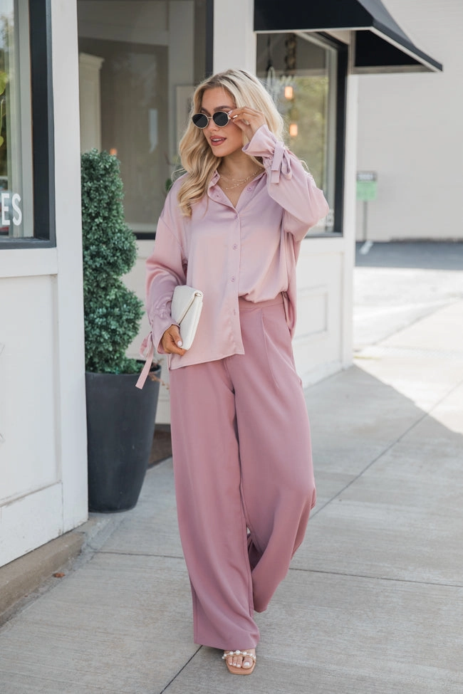 It's Your Day Mauve Wide Leg Trousers FINAL SALE