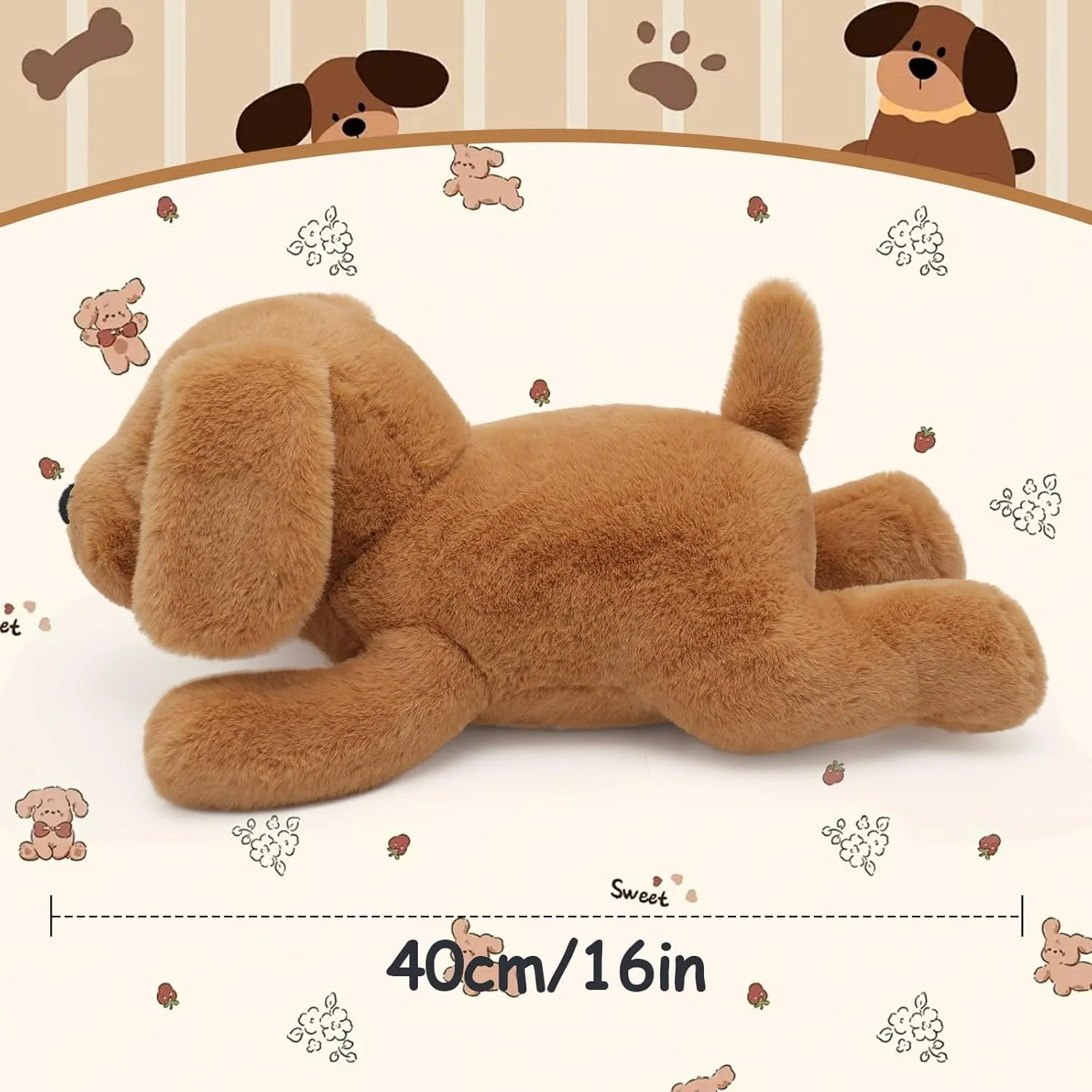 IUTOYYE Dog Breathing Stuffed Animal Anxiety Relief, Musical Dog Plush with Realistic Breathing Rhythmic Music and Lights Anxiety Animal Stuffe