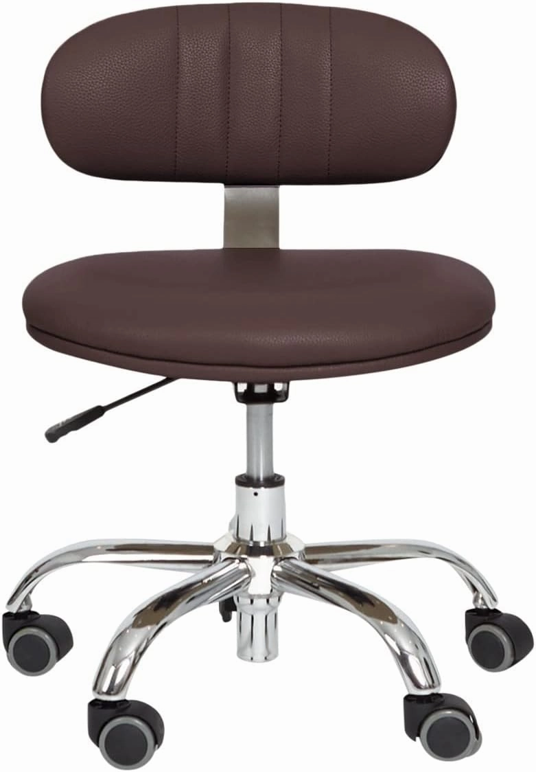 J & A M Technician Stool for use with Pedicure Chairs and Manicure Tables, High Density Foam, Durable Metal Base with Industrial Casters, in Burgundy, JA-WI-STO-M-BUR