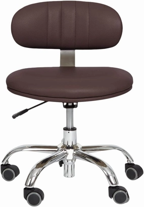 J & A M Technician Stool for use with Pedicure Chairs and Manicure Tables, High Density Foam, Durable Metal Base with Industrial Casters, in Burgundy, JA-WI-STO-M-BUR