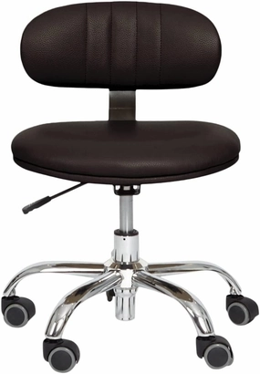J & A M Technician Stool for use with Pedicure Chairs and Manicure Tables, High Density Foam, Durable Metal Base with Industrial Casters, in Chocolate, JA-WI-STO-M-CHO