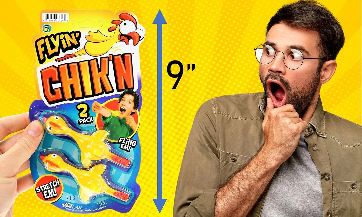 JA-RU Mini Rubber Chicken Slingshot for Kids (24 Pack, 2 Units Each) Stretchy Finger Slingshot Toys. Funny Gag Gifts, Bulk Party Favors & Stocking Stuffers for Teens. 426-24p