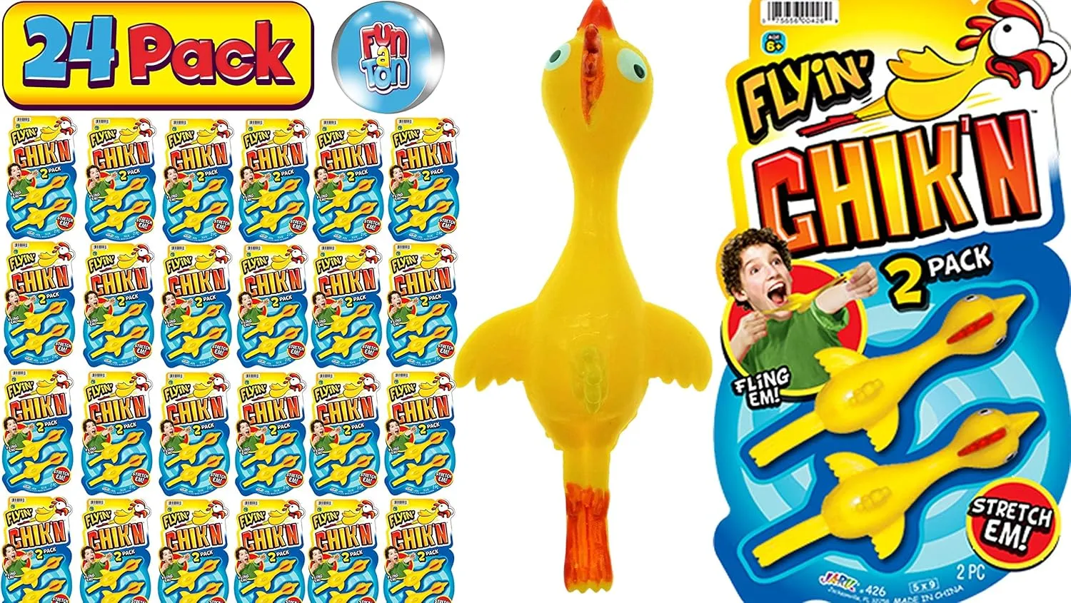 JA-RU Mini Rubber Chicken Slingshot for Kids (24 Pack, 2 Units Each) Stretchy Finger Slingshot Toys. Funny Gag Gifts, Bulk Party Favors & Stocking Stuffers for Teens. 426-24p