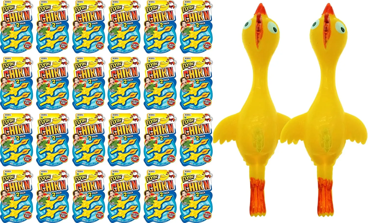 JA-RU Mini Rubber Chicken Slingshot for Kids (24 Pack, 2 Units Each) Stretchy Finger Slingshot Toys. Funny Gag Gifts, Bulk Party Favors & Stocking Stuffers for Teens. 426-24p