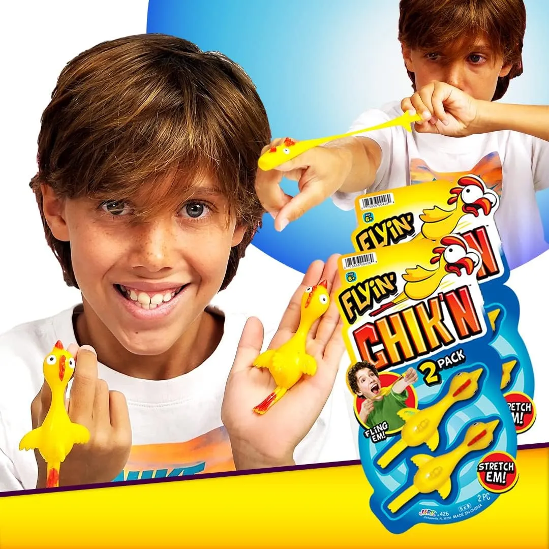 JA-RU Mini Rubber Chicken Slingshot for Kids (24 Pack, 2 Units Each) Stretchy Finger Slingshot Toys. Funny Gag Gifts, Bulk Party Favors & Stocking Stuffers for Teens. 426-24p
