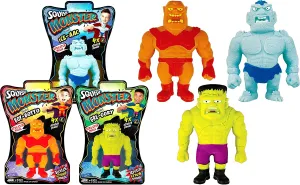 JA-RU Stretchy Monster Action Figures (3 Monsters Assorted) - 3.5" Tall Halloween Squish Pull Fidget Toy. Calming Stress Toy for Kids & Boys, Party Favor 4303-3s