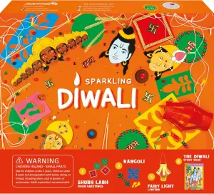 jackinthebox Diwali Decoration Craft Kit for Kids & Adults, Great Diwali Gift for Girls Boys 5 Years and up, 4 Activities - Rangoli, Shubh Labh Door Greetings, Diwali Lantern & Diwali Story Book