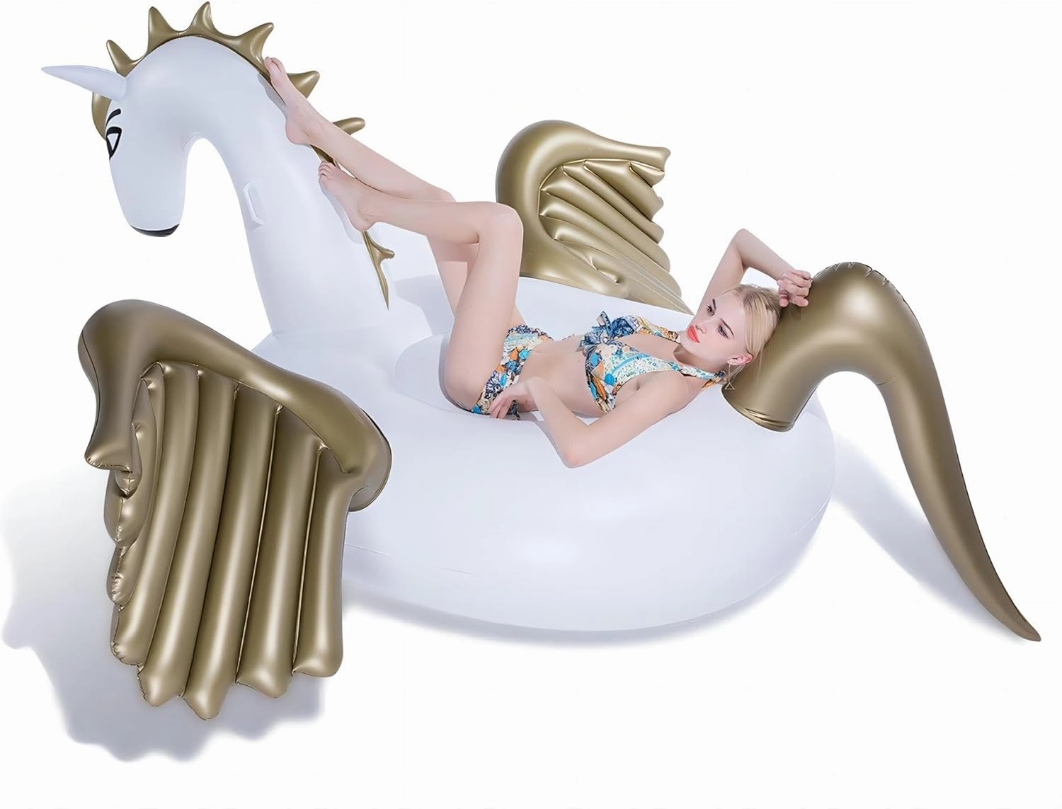 Jasonwell Giant Inflatable Pegasus Pool Float with Fast Valves Summer Beach Swimming Pool Floatie Lounge Floating Raft Outdoor Party Decorations Toys for Adults Kids (XXXL)